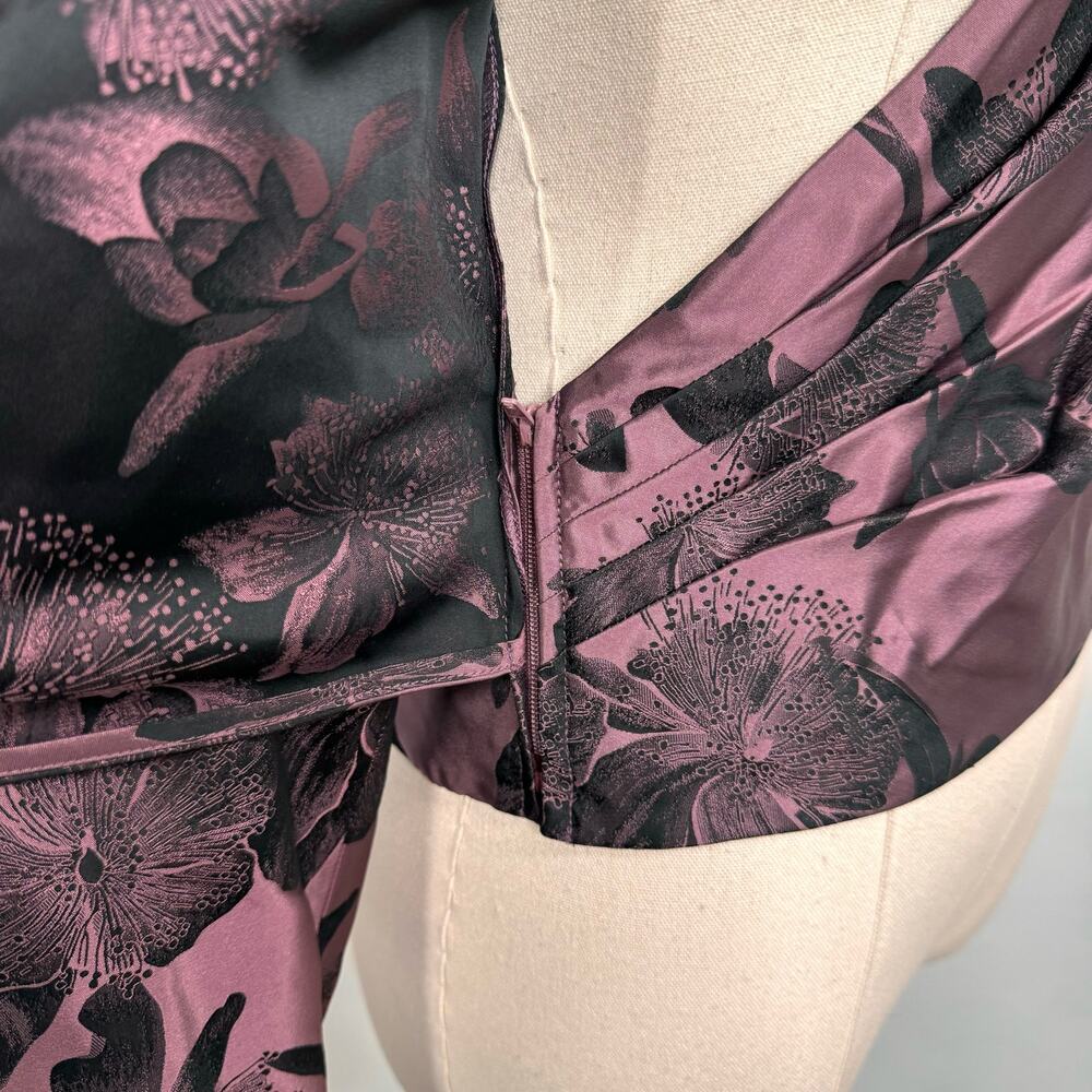 Carmen Marc Valvo Collection Floral Blouse Pink Black Floral Cocktail Size 6 - Picture 9 of 12
